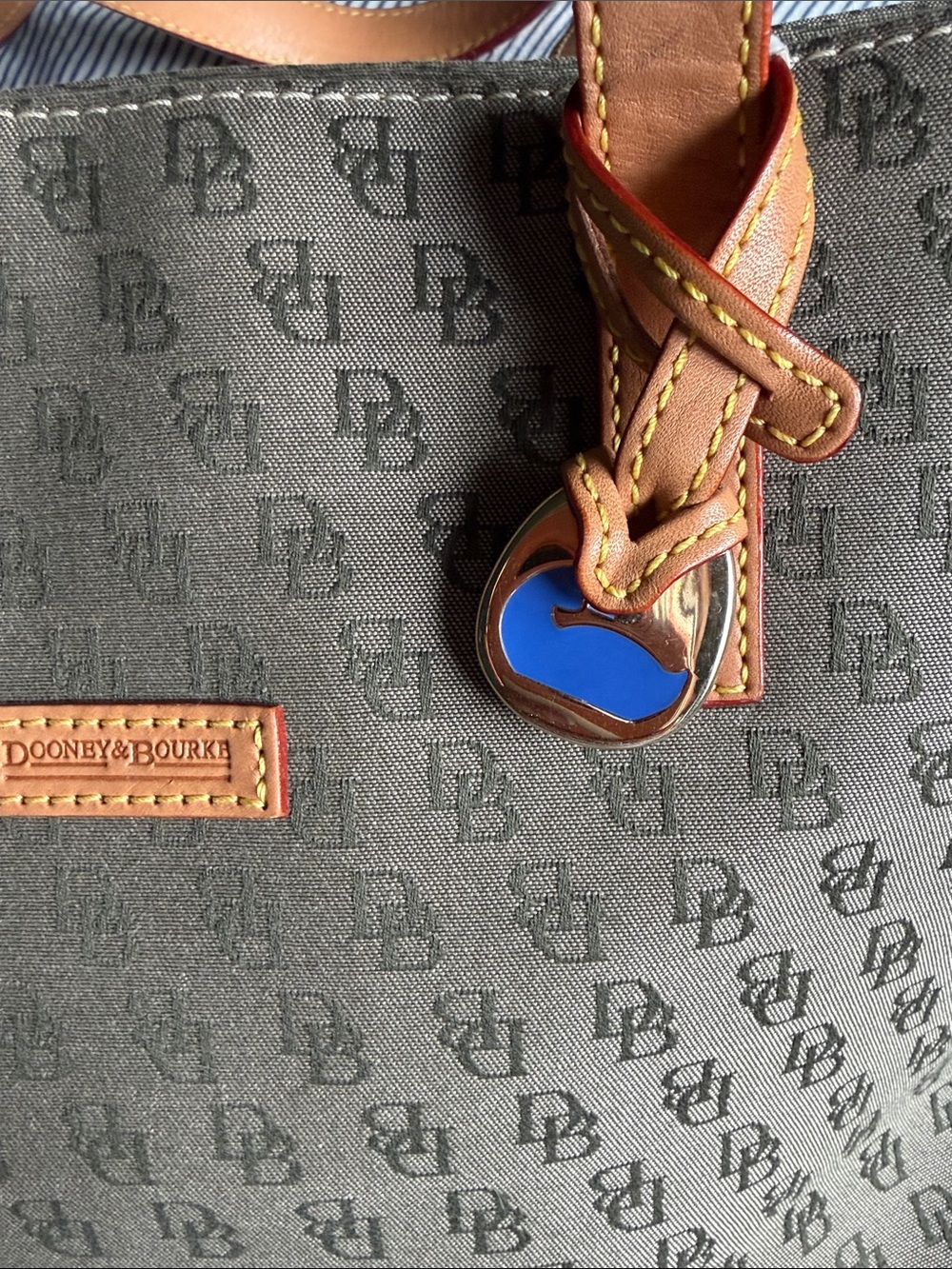 Dooney & Bourke Tote Bag Signature Gray Shoulder Bag w Blue Hang Tag NWOT - Picture 2 of 8